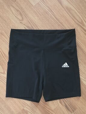 adidas Black Women's Performance Bike Shorts with White Logo